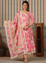 Cotton Angrakha Pink Party Wear Digital Printed Readymade Anarkali Suit